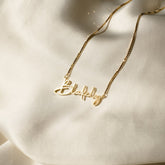 Personalized Name Necklace by Porthomall • Gold Name Necklace with Box Chain • Perfect Gift for Her • Personalized Gift